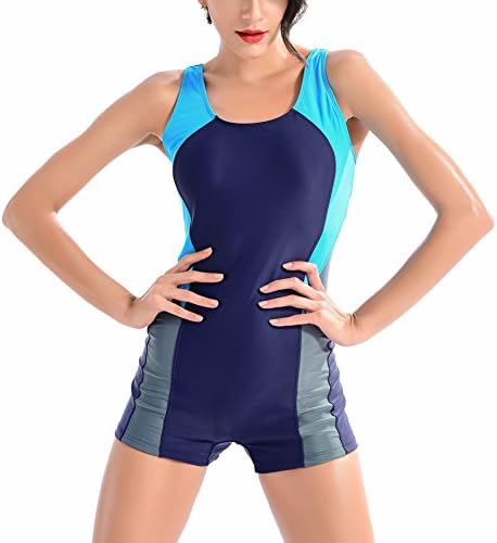 SUITEASY Women One Piece Swimsuit Sports Boyleg Backless Swimming Costume