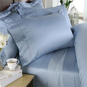 Solid Blue Cal King 1500 Thread Count Sheet Set 100 % Cotton with Deep Pocket 1500tc By Sheetsnthings