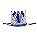 Maticr Glitter First Birthday Crown Baby Boy 1st Bday Party Hat Cake Smash Photo Prop (Tiny Silver & Royal 1)