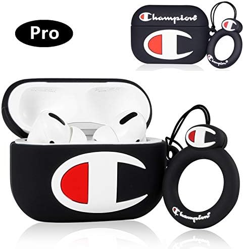 Punswan for Airpods Pro Case,Cute 3D Luxury Character Soft Silicone Stylish Cover, Sport Fun Cool Keychain Style Design Skin,Cases with Lanyard Chain,for Kids Boys Men Air pods Pro/3 (Black Winner)