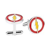 Blue Heron DC Comics Flash Logo Super Hero Groomsman Wedding Gift Men's Boys Cufflinks with Gift Box