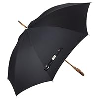 Balios Prestige Walking Umbrella, Real Wood Handle & Bamboo Shaft, Auto Open, Windproof Designed in UK (Jet Black)