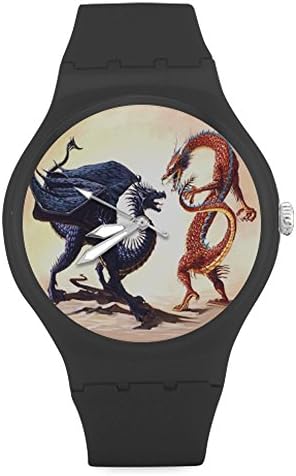 Scary Grumpy Fantasys Dragons Unisex Round Rubber Sport Watch,Watch Face Diameter: 1.58"