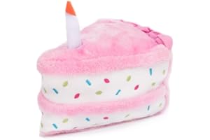 ZippyPaws Birthday Gifts for Dogs - Pink Birthday Cake Slice, Plush Squeaky Dog Toy, Dog Birthday Party Supplies for Boys & Girls