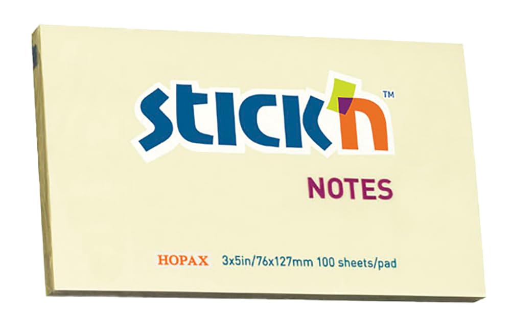 Stick N 21009 76x127mm Pastel Sticky Note - Yellow-pack of 12
