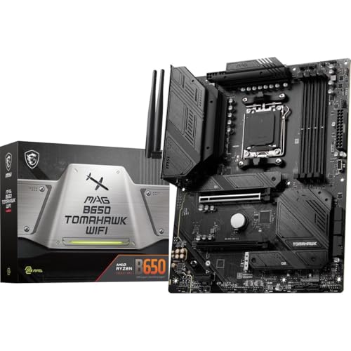 MSI MAG B650 Tomahawk WiFi Gaming Motherboard (AMD AM5, ATX, DDR5, PCIe 4.0, M.2, SATA 6Gb/s, USB 3.2 Gen 2, HDMI/DP, Wi-Fi 6E, AMD Ryzen 7000 Series