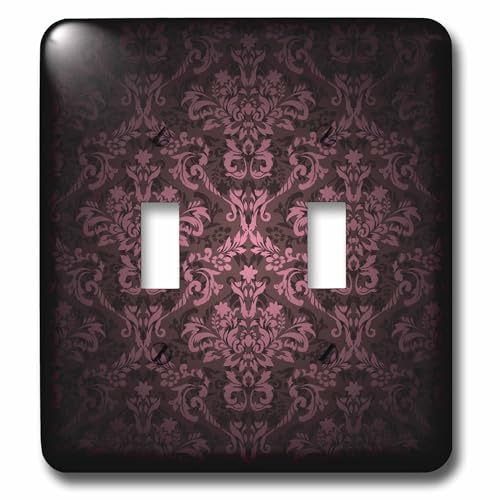 3dRose lsp_153076_2 Deep Eggplant Purple Glowing Damask Pattern - Double Toggle…
