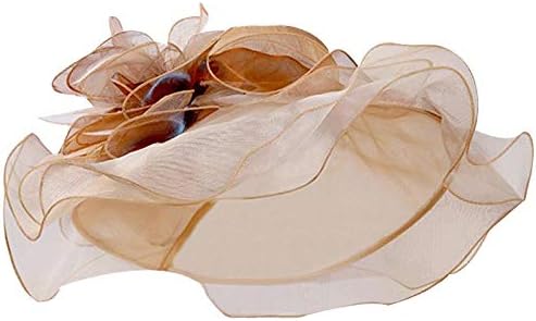 F FADVES Women Oganza Sun Hat Church Wide Brim Wedding Formal Fascinator Hat