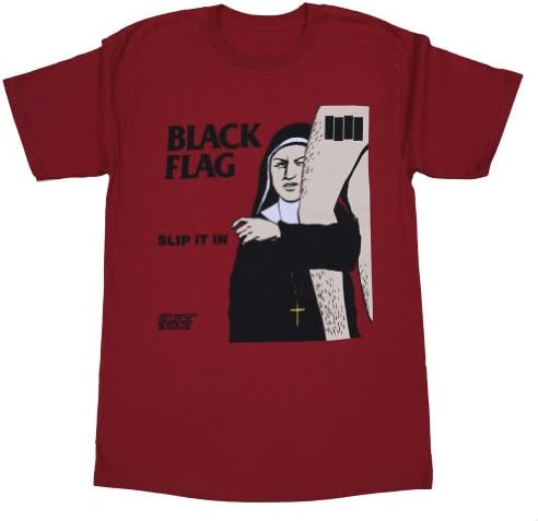 Black Flag Slip It In Four Color Logo on Red T-shirt (Small) Apparel