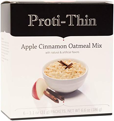 Proti-Thin High Protein Instant Apple Cinnamon Oatmeal, 15g Protein, Low Calorie, Low Fat, Low Sugar, Ideal Protein Compatible, 7 Servings/Box