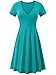 FENSACE Womens Short Sleeve Summer Turquoise Cotton Sundress