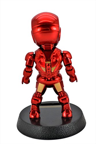 Solar Powered Bobble Head Figure Car Dashboard Accessories Office Home Ultra Detail Doll (Iron Man) - Thumbnail 3