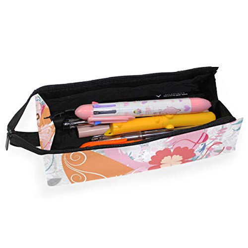 Flowers Surfboard Pencil Case Big Capacity Zipper Pen Pencil Pouch Students Stationery Cosmetic Makeup Bag for School Office