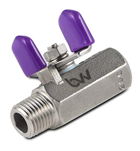 BVV 1/4" MNPT x 1/4" FNPT Stainless Steel Miniature Butterfly Handle Ball Valve -40 to 230C