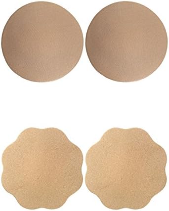 Melldci Women's Reusable Light Breast Petals Beige Flower &amp; Beige Circle