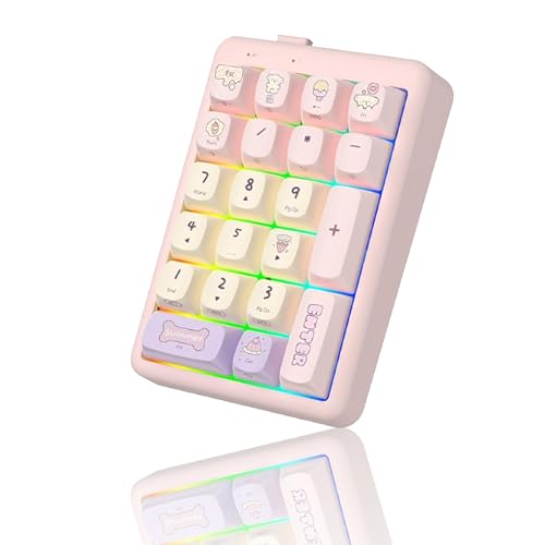 Photo 1 of FOPATO NumberPad,21Keys HotSwappable Numpad,Bluetooth5.0/2.4G/Type-C Wireless Numeric Keypad,Rechargeable Number keypad,RGB Gasket Structure Mechanical Keyboard with PBT Keycap for PC Laptop Notebook