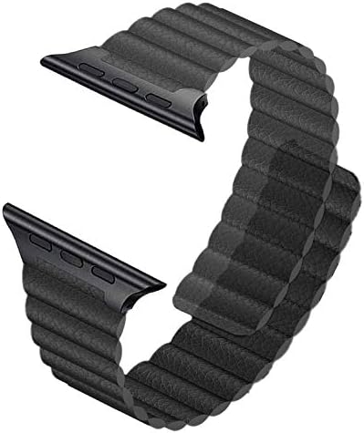 LKEITY Compatible for Apple Watch Band Leather 42mm 38mm (Series 3/2/1) 44mm 40mm (Series 4) - Adjustable Strong Magnetic Strap Replacement Wristband for iWatch