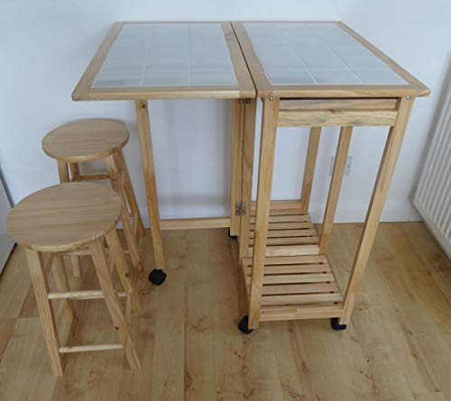 Uk Gardens 2 Seater Breakfast Bar Set Folding Kitchen Table Stools