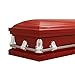 Titan Casket Orion Panel Collection (Red, Flag at Rest) Handcrafted Funeral Casket - Red with White Crepe Interior & 'Flag at Rest' Head Panel