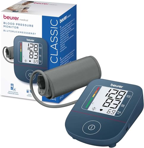BM 25 Oberarm Blutdruckmessgerät, einfache Ein-Knopf-Bedienung, genaue Messung, Arrhythmie-Erkennung, mit USB-C-Anschluss, Manschette, Datenübertragung zu Apple Health und co., Blau