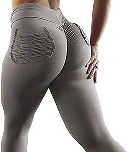 Women's High Waist Back Ruched Butt Lifting Leggings Yoga Pants with Pockets Push up Workout Capris