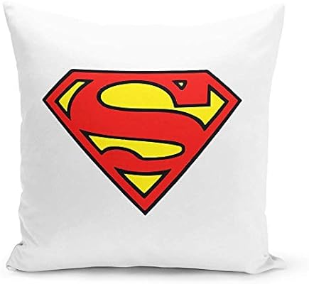 Superman Logo Classic White Throw Pillow With Stuffing Superman