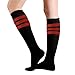 Soccer Socks, SUTTOS Unisex Cotton Knee High Triple Stripe Football Team Socks Athletic Tube Sock 2-10 Pairs