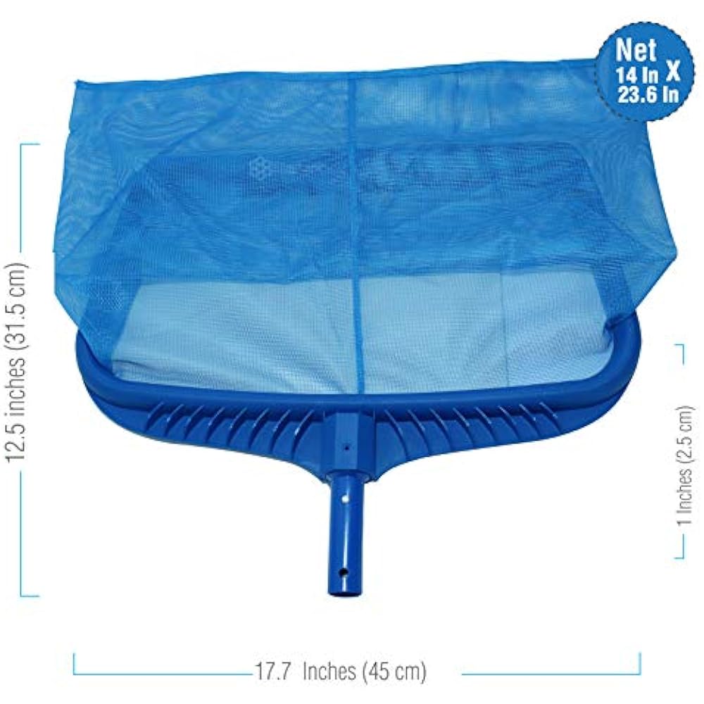 Pool Skimmer Net, Heavy Duty Leaf Rake Cleaning Tool, Fine Mesh Bag