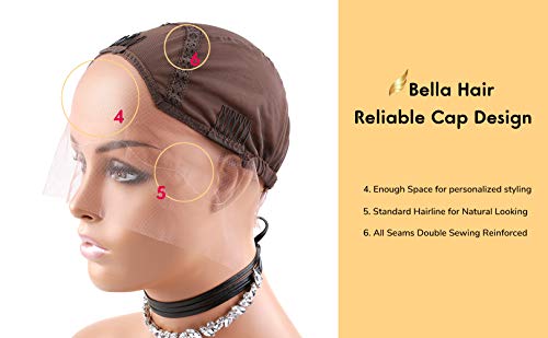 [Upgraded] Bella Hair Breathable Lace Front Wig Cap with Adjustable Straps and Combs for Black Women Sewing Wigs, Dark Brown Medium Size - Thumbnail 4