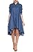 Womens Casual Denim Lapel Long Sleeve Loose High Low Hem Mini Dress with Pocket