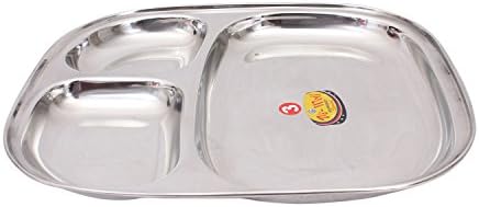 Plate:Stainless Steel Breakfast Plate with Compartments