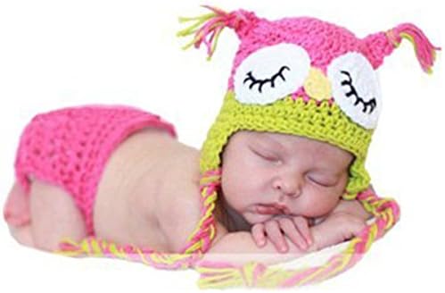 Novolix Newborn Baby Crochet Photography Props Hand Knitted Costume Owl Hat