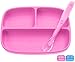 Silikong Suction Plate for Toddlers + Silicone Spoon | Microwave, Dishwasher and Oven Safe | Stay Put Divided Baby Feeding Set for Babies and Infants