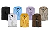 Milano Moda Solid Classic Dress Shirt with Tie, Hankie & French Cuffs SG27