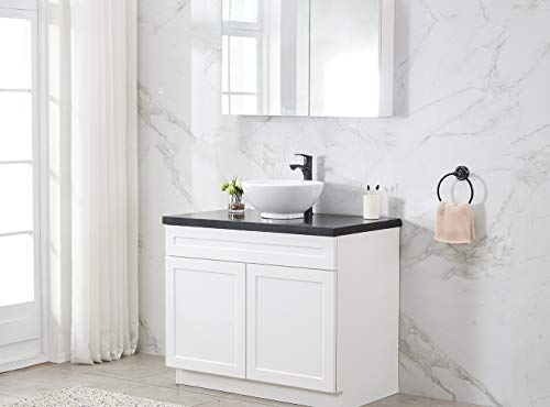 VCCUCINE Modern 16" Bathroom Porcelain White Round Ceramic Vessel Sink, Countertop Sink for Lavatory Vanity Cabinet