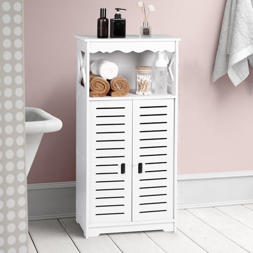 aimu Bathroom Storage Cabinets,White Floor Free Standing Cabinet,Home Waterproof Storage Furniture for Bedroom Kitchen Hallway,Cupboard Unit with Daily use Layer,75x24x34cm.