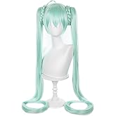 Xingwang Queen Anime Flower Fairy Cosplay Wig Long Green Pigtails with Briad Clips Party Wigs for Women Girls
