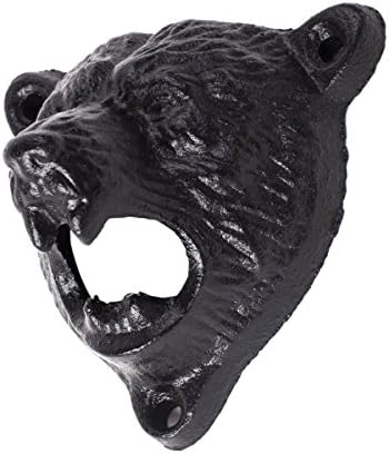 LGXANTT Cast Iron Wall Mount Grizzly Bear Teeth Bite Bottle Opener (Black)