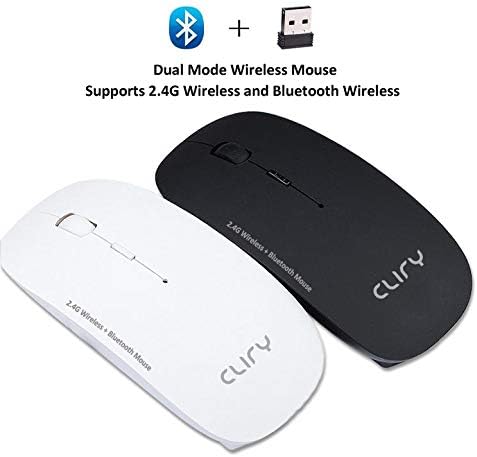Cliry Dual Mode Wireless 2.4Ghz+Bluetooth Mouse 1600 DPI Ultra-Thin High Class Optical Mice (Black)
