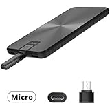 Battery Backup Portable Charger - miraku M6 5000mAh USB Slim Portable Phone Power Bank Battery Pack with Built-in Micro USB Cable Dual Ports for Samsung S6 S7,Tablet and More (Black)