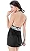 TGD Women's Lingerie Lace Babydoll Set Sexy Sleepwear Nightwear and G-string(3XL,Black)