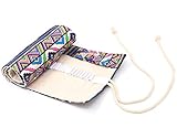 Colored Pencil Holder Canvas Pencil Wrap,Coideal Colored 72 Slots Roll Up Pencil Case, Travel Drawing Coloring Pencil Roll Organizer For Artist, Pen Pencil Pouch Holder (72 Holes, Ethnic)
