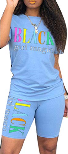 Women's Casual Letter Print Two Piece Outfits Short Sleeve Bodycon Shorts Set Jogging Suit Summer Plus Size