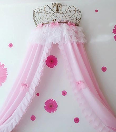 KQCNIFVNKLM Princess bed canopy,European wrought iron bedspread mosquito net drapery curtain decorative crown netting curtains-H
