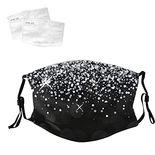 MiMiey Mundschutz Mode Pailletten Gestreift Waschbar Wiederverwendbar Gesichtsschutz Outdoor Staubdicht Winddicht Radfahren Motorrad Face Bandanas Einstellbar Kopftuch (Schwarz 1PC)