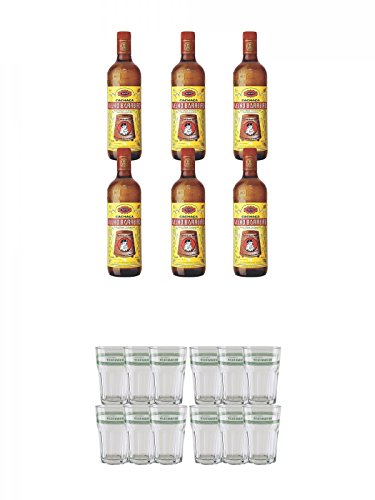 Velho Barreiro Silver Cachaca Originalabfüllung 6 x 1,0 Liter + Velho Barreiro Caipirinha Glas 6 Stück + Velho Barreiro Caipirinha Glas 6 Stück