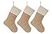 WeiVan Set of 3 Christmas Stocking Large Size Plain Burlap Stocking Christmas Decor