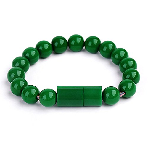 Lookatool New Creative 8Pin USB Data Cable Bead Bracelet Charger For Android Cell Phone (Green)