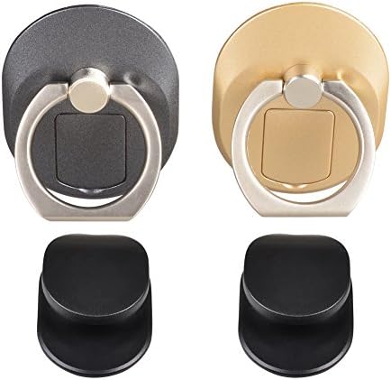 Cammyllc 4 in 1 Finger Grip Desk Stand Ring Holder Car Mount, Can Storage SIM or TF Card with Phone Eject Pin Campatible With All Cellphone, for iPhone Samsung etc.. (Grey&amp;golden)