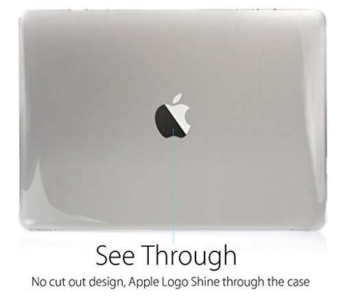 UESWILL 2in1 Glossy Crystal Clear See Through Hard Shell Case with Silicone Keyboard Cover for 12" MacBook with Retina Display (Fits Model: A1534) + Microfibre Cleaning Cloth, Transparent
